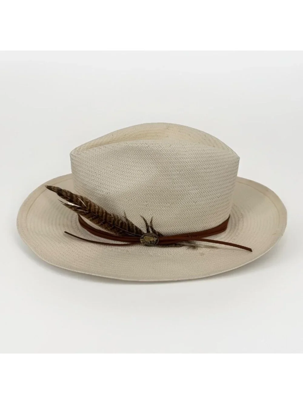 Stetson Tallahassee Shantung Straw Fedora Hat size 7 Women's NWOT